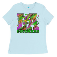 Baby Blue mardi gras louisiana fleur de lis Ladies Tee - Jasminsmagicworld
