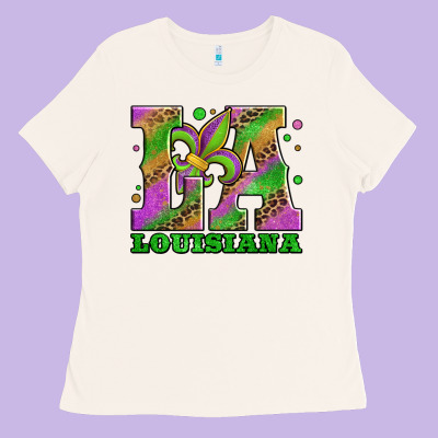 Mardi Gras Louisiana Fleur De Lis Ladies Tee Designed By Jasminsmagicworld