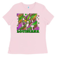 Bubblegum Pink mardi gras louisiana fleur de lis Ladies Tee - Jasminsmagicworld
