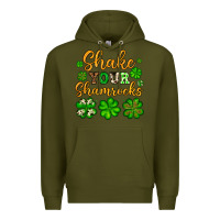 Army Green St. Patrick's Shake your shamrocks Premium Hoodie - OliviaCreatesArt