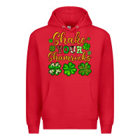 Red St. Patrick's Shake your shamrocks Premium Hoodie - OliviaCreatesArt