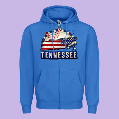 Tennessee 4th Of July Zipper Hoodie Designed By Cowgirlartshop