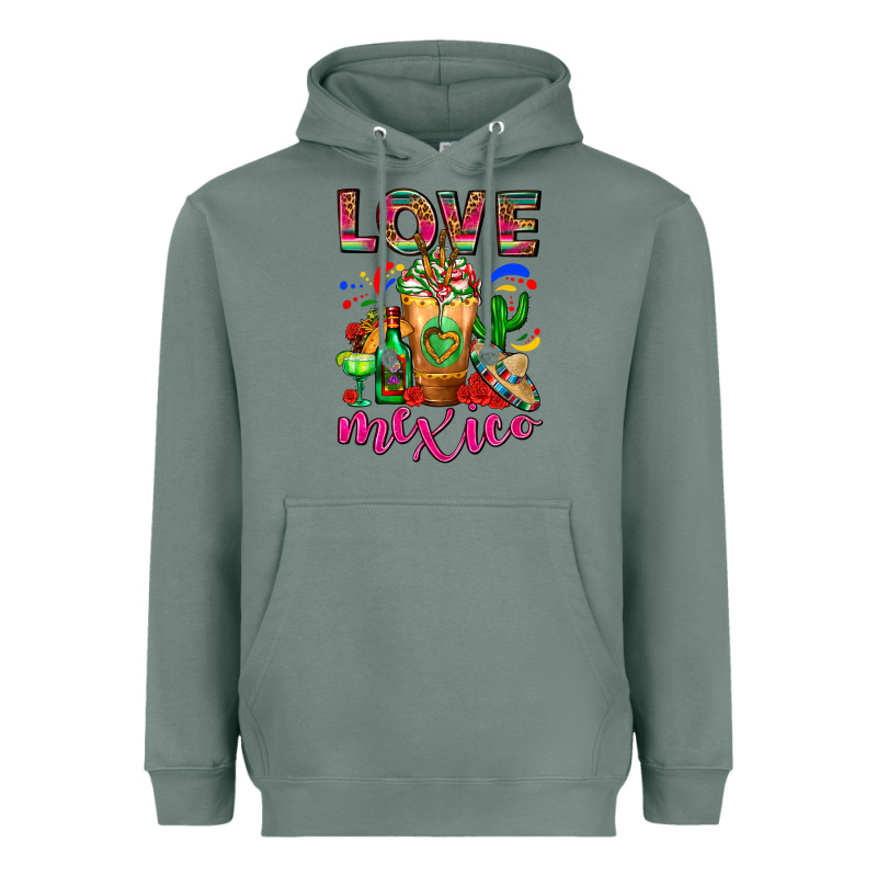 Love Mexico Cold Drink Frappe Heavyweight Hoodie by FaDigitalArtStudio | Teevron