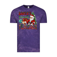 Cloud Purple Santa's Favorite Teacher Vintage Tee - BundleAndBundleShop