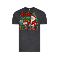 Vintage Black Santa's Favorite Teacher Vintage Tee - BundleAndBundleShop