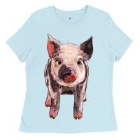 Baby Blue pig Ladies Tee - BarkalooDesign