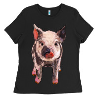 Black pig Ladies Tee - BarkalooDesign