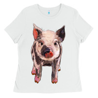 White pig Ladies Tee - BarkalooDesign