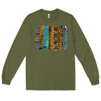 Army Green Aztec Leopard Glitter Brushstrokes Long Sleeve Tee - Bettercallsaul