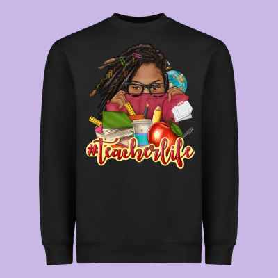 Afro Woman Teacher Life Heavyweight Sweatshirt Designed By Nancycooperartshop