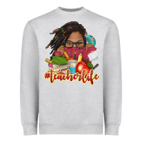 Heather Grey afro woman teacher life Heavyweight Sweatshirt - NancyCooperArtShop