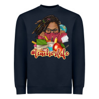 Navy afro woman teacher life Heavyweight Sweatshirt - NancyCooperArtShop