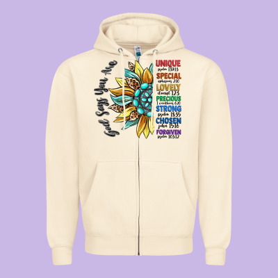 God Says You Are Unique Zipper Hoodie Designed By Cowgirlartshop