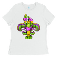White mardi gras crawfish fleur de lis Ladies Tee - Jasminsmagicworld