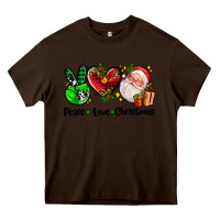 Chocolate Brown peace love  christmas Heavy Core Tee - AdoDesignShop