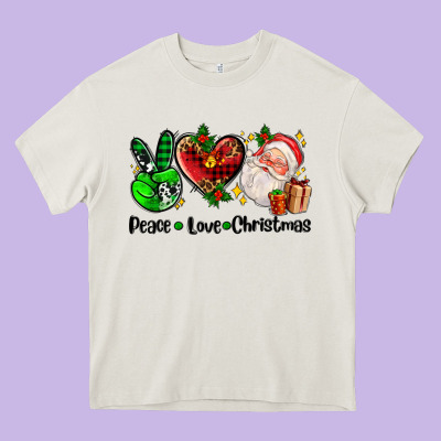 Peace Love  Christmas Heavy Core Tee Designed By Adodesignshop