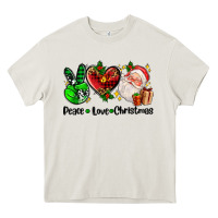 Cream peace love  christmas Heavy Core Tee - AdoDesignShop