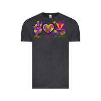 Vintage Black Peace Love Mardi Gras Vintage Tee - BundleAndBundleShop