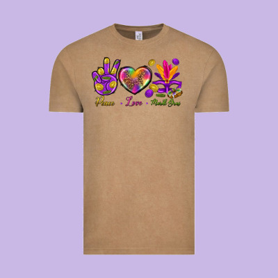 Peace Love Mardi Gras Vintage Tee Designed By Bundleandbundleshop