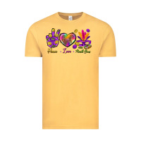Vintage Mustard Peace Love Mardi Gras Vintage Tee - BundleAndBundleShop