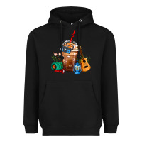 Black Camping Frappe Coffee Heavyweight Hoodie - FaDigitalArtStudio