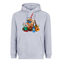 Heather Grey Camping Frappe Coffee Heavyweight Hoodie - FaDigitalArtStudio