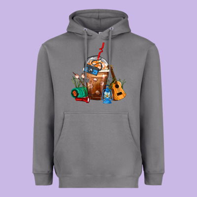 Camping Frappe Coffee Heavyweight Hoodie Designed By Fadigitalartstudio