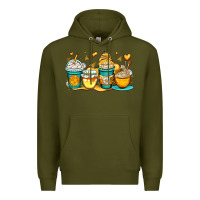 Army Green honey bee coffee cups Premium Hoodie - OliviaCreatesArt