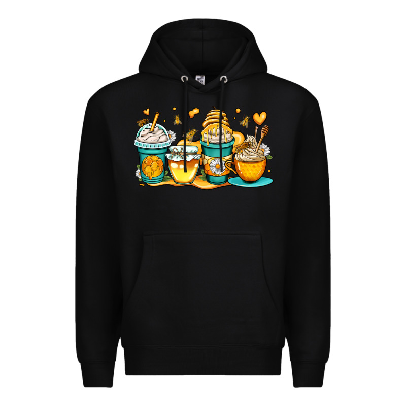 Honey Bee Coffee Cups Premium Hoodie by OliviaCreatesArt | Teevron