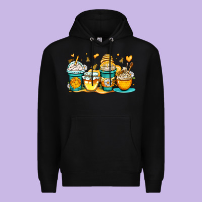 Honey Bee Coffee Cups Premium Hoodie Designed By Oliviacreatesart