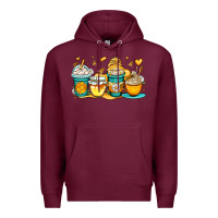 Burgundy honey bee coffee cups Premium Hoodie - OliviaCreatesArt
