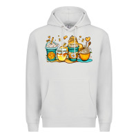 Dove Grey honey bee coffee cups Premium Hoodie - OliviaCreatesArt