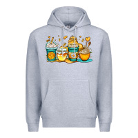Heather Grey honey bee coffee cups Premium Hoodie - OliviaCreatesArt