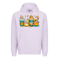 Lilac honey bee coffee cups Premium Hoodie - OliviaCreatesArt