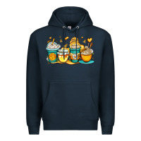 Navy honey bee coffee cups Premium Hoodie - OliviaCreatesArt