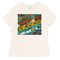 Bone western aztec sunflowers turquoise cowhide Ladies Tee - BarkalooDesign