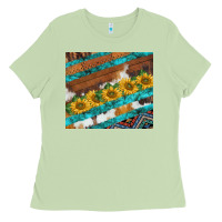 Matcha western aztec sunflowers turquoise cowhide Ladies Tee - BarkalooDesign
