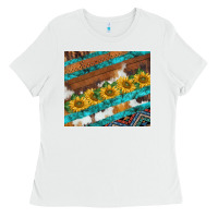 White western aztec sunflowers turquoise cowhide Ladies Tee - BarkalooDesign