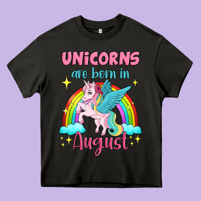 Unicorns Are Born In August Heavy Core Tee Designed By Jasminsmagicworld