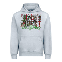 Heather Grey Baby's First Christmas Urban Hoodie - CowhideDigitalArt