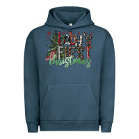 Pigment Midnight Navy Baby's First Christmas Urban Hoodie - CowhideDigitalArt