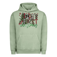 Pigment Oil Green Baby's First Christmas Urban Hoodie - CowhideDigitalArt