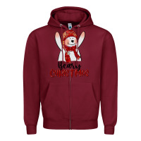 Burgundy beary christmas Zipper Hoodie - CowGirlArtShop