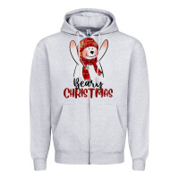 Heather Grey beary christmas Zipper Hoodie - CowGirlArtShop