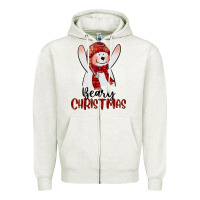 Oatmeal Heather beary christmas Zipper Hoodie - CowGirlArtShop