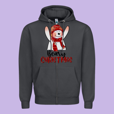Beary Christmas Zipper Hoodie Designed By Cowgirlartshop