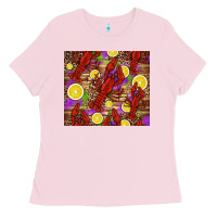 Bubblegum Pink mardi gras crawfish and lemons Ladies Tee - Jasminsmagicworld