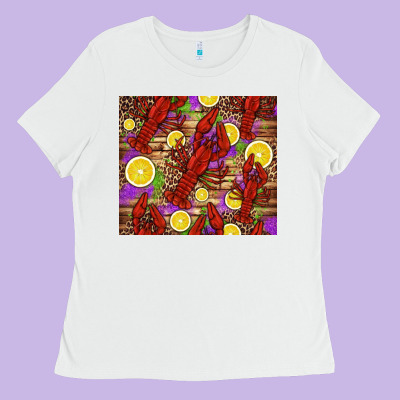 Mardi Gras Crawfish And Lemons Ladies Tee Designed By Jasminsmagicworld