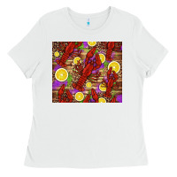 White mardi gras crawfish and lemons Ladies Tee - Jasminsmagicworld