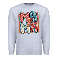 Heather Grey 4th of July mama with lightning bolt Premium Sweatshirt - FaDigitalArtStudio